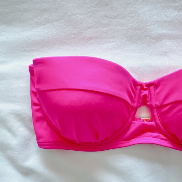SunDazed NWT hot pink bikini top DD Strapless bandeau swimsuit women's - Picture 4 of 10